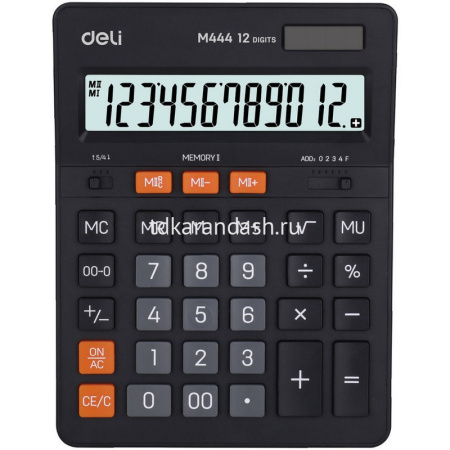 Калькулятор 12 разрядов 205х155х35мм темно-серый EM444