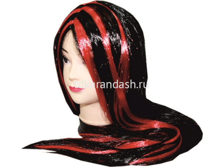 Парик длинные волосы, черно-красный Y2807-15