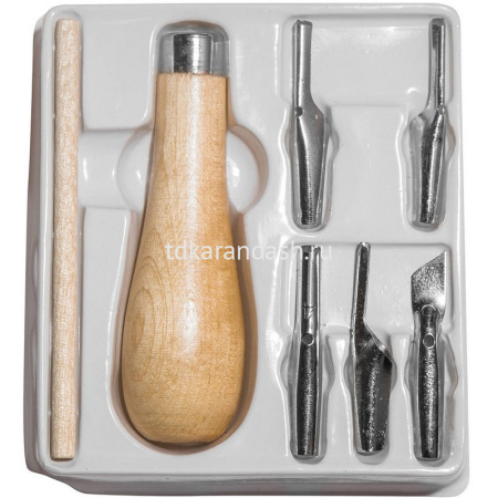 Набор резцов 5шт. по дереву, линолеуму, пластиковая ручка 941311692 от магазина "Карандаш"