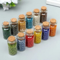 Набор бисера 2мм 12 цветов прозрачный с серебристым отверстием SGB №2 от магазина "Карандаш"