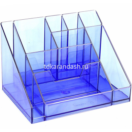 Подставка-органайзер "Каскад" 11,5х15,5х10,5см 9 отделений, пластик, тонированный голубой ОР15