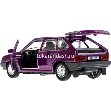Машина "ВАЗ-2109 Спутник" баклажан, инерционная, металл 12см (открывающиеся двери) 2109-12-PRP от магазина "Карандаш"