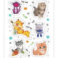 Наклейки "Котики бывают разными" А6 11,5х15см 4 листа в пакете с европодвесом 4Р6н/084836 от магазина "Карандаш"