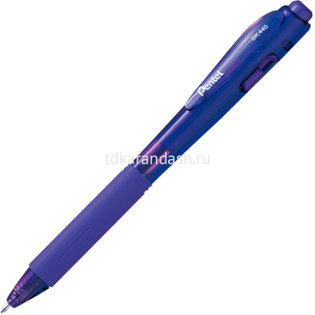 Ручка шариковая "BK440" 1мм синяя, автомат, резиновый грип, фиолетовый корпус BK440V-С