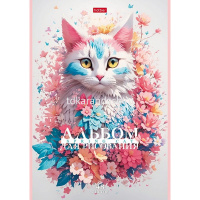 Альбом для рисования А4 48л "Spring cat" на скобе, пластиковая обложка, 5 дизайнов 087324 от магазина "Карандаш"