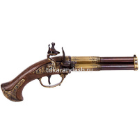 Пистоль "Флинтлок. Франция 18 век" 3-х ствольный револьверный 30,5см металл, дерево DE-5309 от магазина "Карандаш"