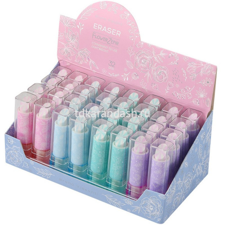 Ластик "Flower Zefir Lipstick. Помада" 75х18х18мм 4 вида 42-0066 от магазина "Карандаш"