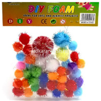 Набор помпоны пушистые, с фольгой, цвет и размер ассорти Y4325-16 от магазина "Карандаш"