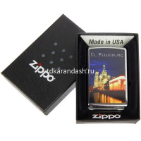 Зажигалка "Храм Спаса-на-Крови" 38х13х57мм латунь/сталь, серебристая, глянцевая 250/48917 от магазина "Карандаш"