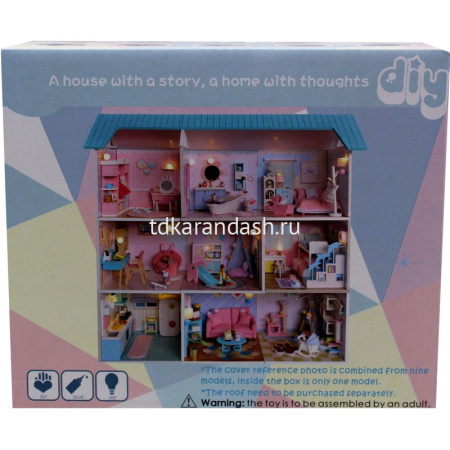 Конструктор "Румбокс. Кукольный домик. Кухня" 13х13х11см (пластик, дерево, свет) S2007 от магазина "Карандаш"
