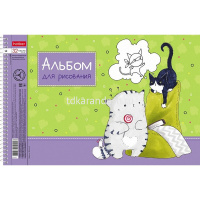 Альбом для рисования А4 32л "Приключения кота Пирожка" на спирали перфорация на отрыв, 5 дизайнов от магазина "Карандаш"