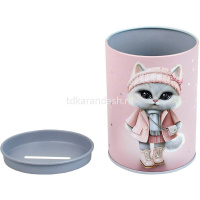 Копилка-подставка д/канц.принадлежностей "Городские кошечки" 10,5х7,5см, металл, розовая 69370 от магазина "Карандаш"