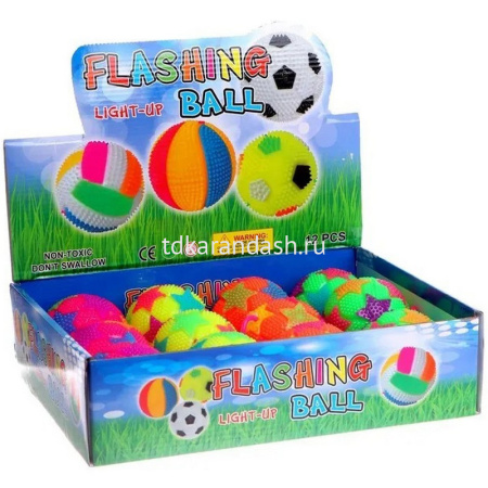 Мяч-попрыгунчик с шипами "Звезды" 7,5см на подвеске (звук) 4 цвета CQ2232 от магазина "Карандаш"