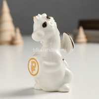 Сувенир "Дракон с монетой" 9см керамика белый SK2478 от магазина "Карандаш"