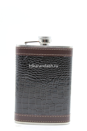 Фляга 270мл 13х9,5см металл/искусственная кожа коричневый крокодил Y10328-24