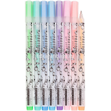 Набор гелевых ручек 8цв 0,8мм "Sketch&Art. Uni Write. Pastels" чернила пастельные, корпус Soft Touch от магазина "Карандаш"