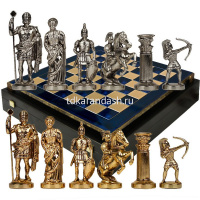 Шахматный набор "Античные войны" 44х44см дерево/металл (фигуры золото/серебро) MP-S-10-44-BLU от магазина "Карандаш"