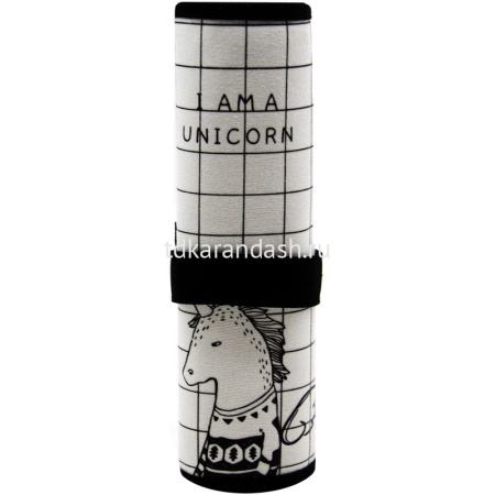 Пенал-скрутка 23,5х19см "Lama Unicorn" на кнопке, белый ассорти, текстиль BB2383