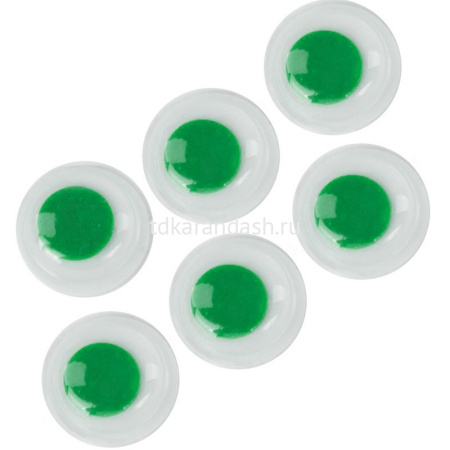 Декоративные элементы глазки подвижные д.15мм, 6шт зеленые Y4332-16