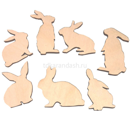 Набор миниатюр "Кролики" 7шт фанера 3мм 410019
