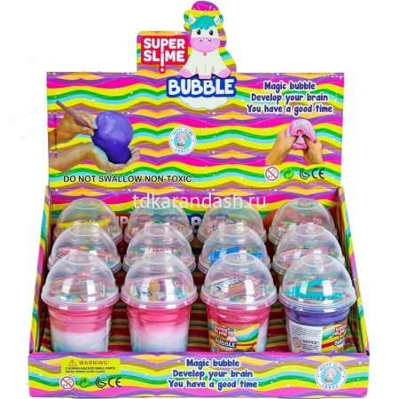 Слайм 11х7см 160гр. с трубочкой, трехцветный XJ3184 от магазина "Карандаш"