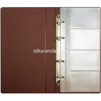 Визитница 160 визиток 13,5х25х3см на кольцах, пвх, коричневая 2006-104 от магазина "Карандаш"