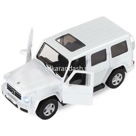 Машина "Mercedes-Benz G350d" белая, инерционная, металл 17,5см (свет, звук, откр.двери) JB1200182 от магазина "Карандаш"