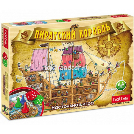 Игра-ходилка настольная "Пиратский корабль" А2 50х70см с кубиком и фишками Ин2_18480/072655 от магазина "Карандаш"