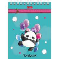 Блокнот А6 60л "Плюшевые панды" клетка, на спирали, мелованный картон, УФ-лак 6 дизайнов 088304 от магазина "Карандаш"