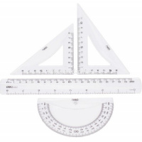 Набор 4 предмета (линейка 20см, 2 треугольника, транспортир) пласти, 4 цвета EG00412 от магазина "Карандаш"