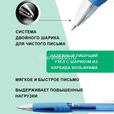 Ручка гелевая "G-Master" 0,5мм синяя, автомат, резиновый грип, круглый корпус FO-GEL021 BLUE от магазина "Карандаш"
