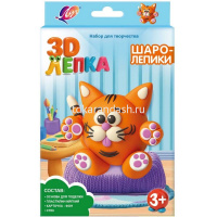Набор д/творчества "Шаролепики. 3D-лепка. Котик" (основа, пластилин 11шт., стек, фон) 35С 2327-08 от магазина "Карандаш"