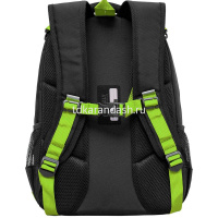 Рюкзак 28х39х17см 943гр, 2 отделения, 3 кармана, с сумкой для обуви, черный/салатовый RB-458-1/3 от магазина "Карандаш"