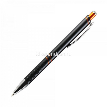 Ручка РШ "Space" корпус-алюмин.,черный матовый, отделка оранжевый хром. 16BP5039-070