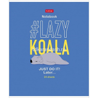 Тетрадь А5 24л линия "Ленивые хвостики" на скобе матовая ламинация, тиснение, 5 дизайнов 080108 от магазина "Карандаш"