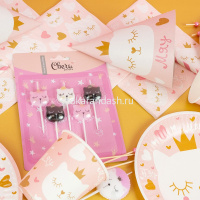 Свечи д/торта 5шт. 6см ассорти металлик "Котенок Принцесса" 639242 от магазина "Карандаш"