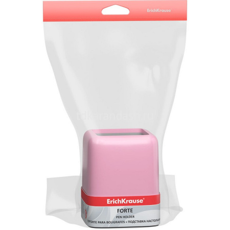 Подставка д/канц.принадлежностей "Forte Pastel" 18,5х9х16,5см пластик, розовая с серой вставкой 5149 от магазина "Карандаш"