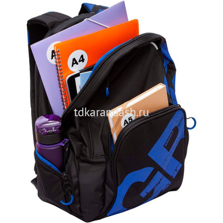Рюкзак 32х42х22см, 1100гр, 2 отделения, 4 кармана, черный/синий RU-423-14/11 от магазина "Карандаш"