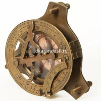 Морской компас 10х10х6см с солнечными часами в деревянном футляре, металл/дерево/стекло TN-24-3716 от магазина "Карандаш"