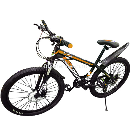 Велосипед 24" 21 скорость, черный/оранжевый, крылья, подножка XC2615