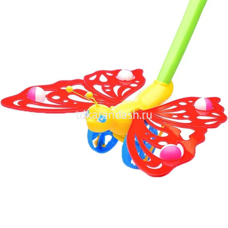 Каталка на палочке "Бабочка" 28х22х10см пластик (машет крыльями) 01363 от магазина "Карандаш"