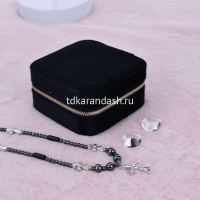 Шкатулка 10х10х5см текстиль, черная Y10605-24 от магазина "Карандаш"