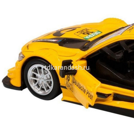 Машина "BMW M4" желтая, инерционная, металл 17,5см (свет, звук, откр.двери) JB1251211 от магазина "Карандаш"