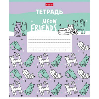 Тетрадь А5 18л клетка "Мяу Котики" на скобе 5 дизайнов 080092 от магазина "Карандаш"