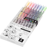 Набор гелевых ручек 8цв 0,8мм "Sketch&Art. Uni Write. Neon" чернила неоновые, корпус Soft Touch от магазина "Карандаш"