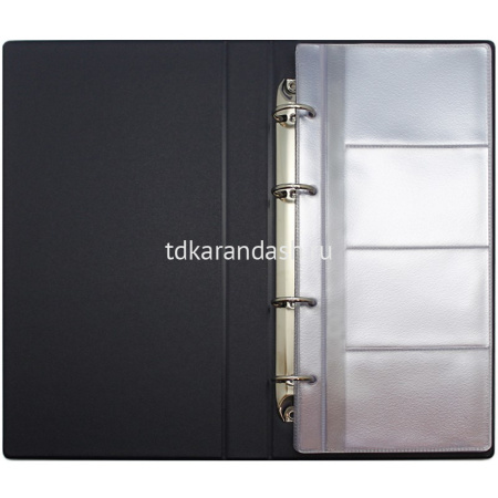 Визитница 160 визиток 13,5х25х3см на кольцах, пвх, черная 2006-107 от магазина "Карандаш"
