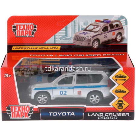 Машина "Toyota Land Cruiser Prado. Полиция" белая, инерционная, металл 12см (открывающиеся двери)