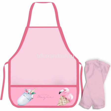 Фартук для труда "Трендовое мороженое" 57х40см с нарукавниками, 2 кармана, на завязках, розовый НФ-2