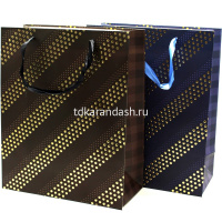 Пакет подарочный "Золотые полосы" 40х30х12см 3 цвета 11527-24 от магазина "Карандаш"