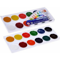 Краски акварельные 12 цветов "Классика" без кисточки пластиковая упаковка 19с1286-08 от магазина "Карандаш"